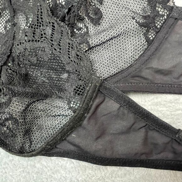 Natori Black Lace Unlined Underwire Demi Bra 32 C/D Coquette Office Siren - Picture 7 of 12